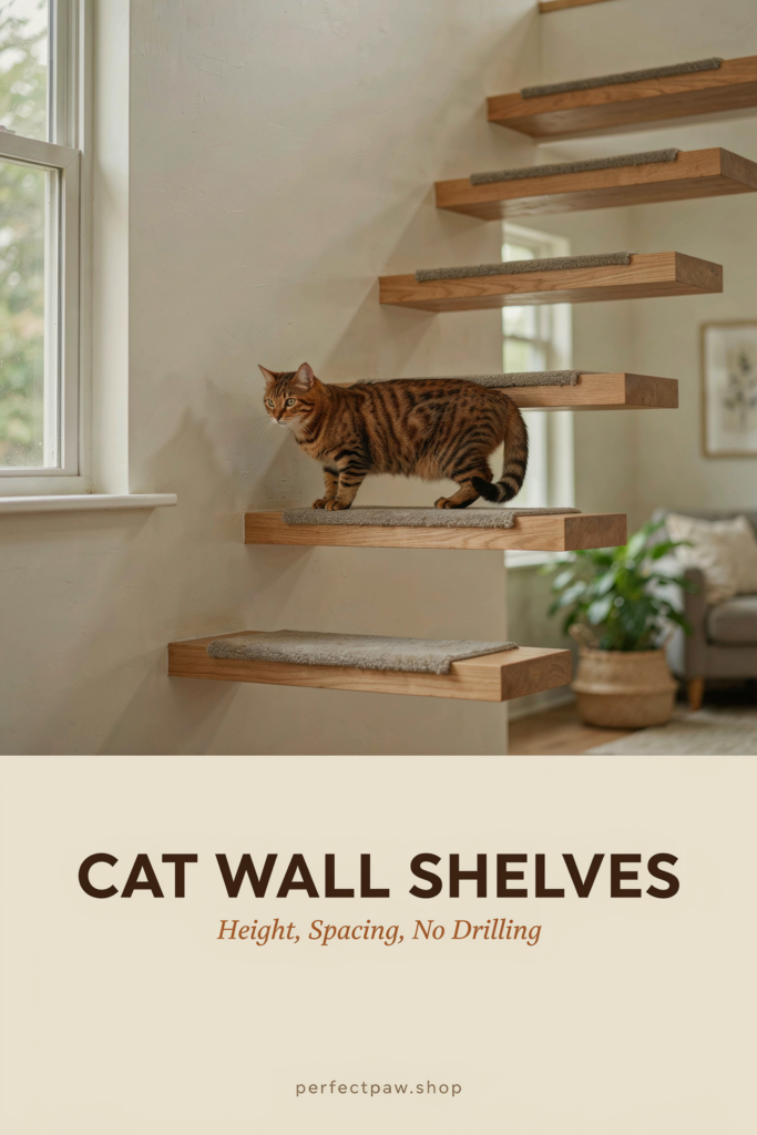 Cat Wall Shelves: Height, Spacing, and the No-Drill Alternative 2 Cat wall shelves guide: Height, Spacing, No Drilling