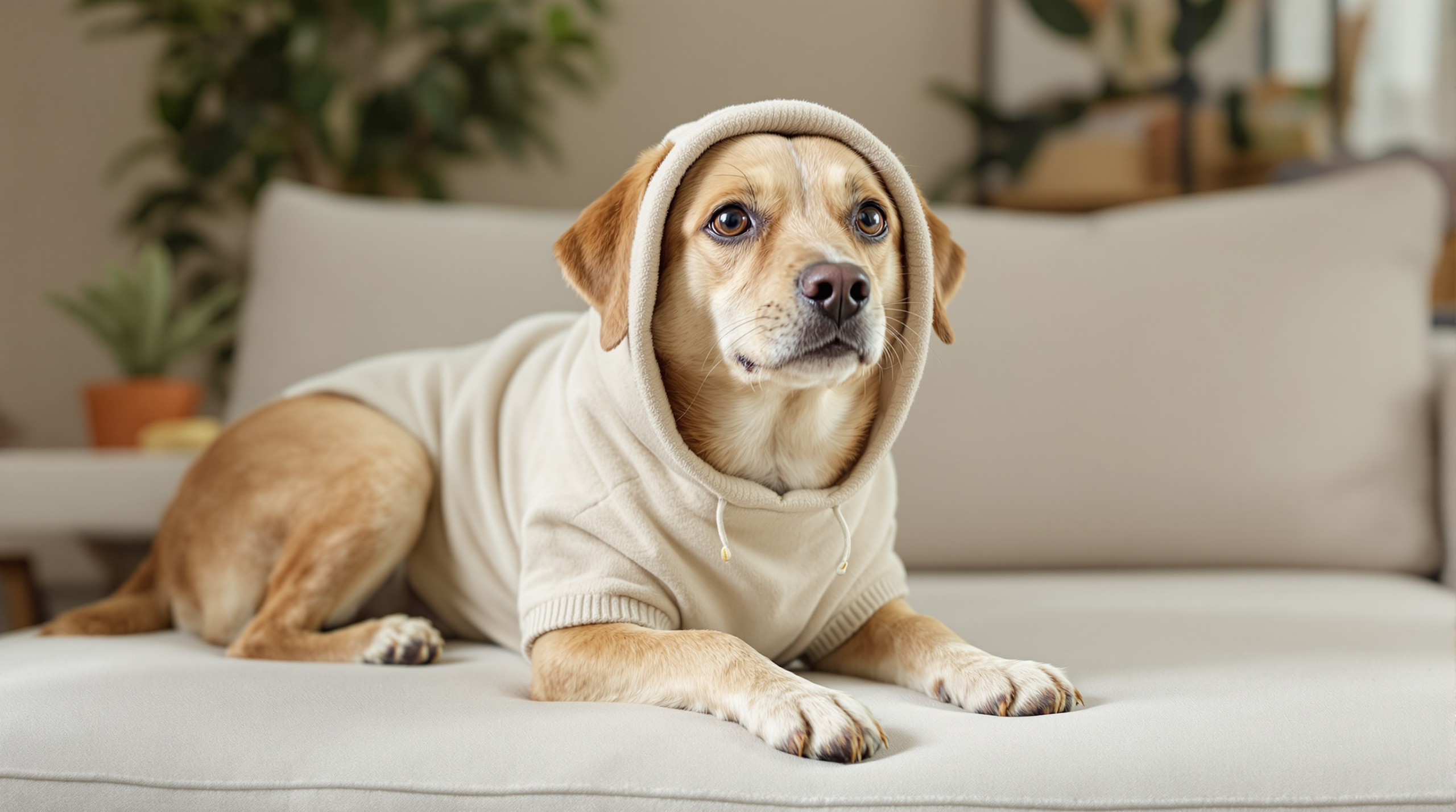 Dog Costume: Fit, Safety Checks and Knowing When Your Dog Hates It 1 Relaxed dog wearing a simple lightweight dog costume with its face clear