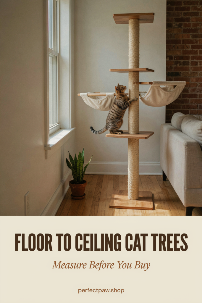 Floor to Ceiling Cat Trees: Measuring, Tension, and What Goes Wrong 2 Floor to ceiling cat tree guide: Measure Before You Buy