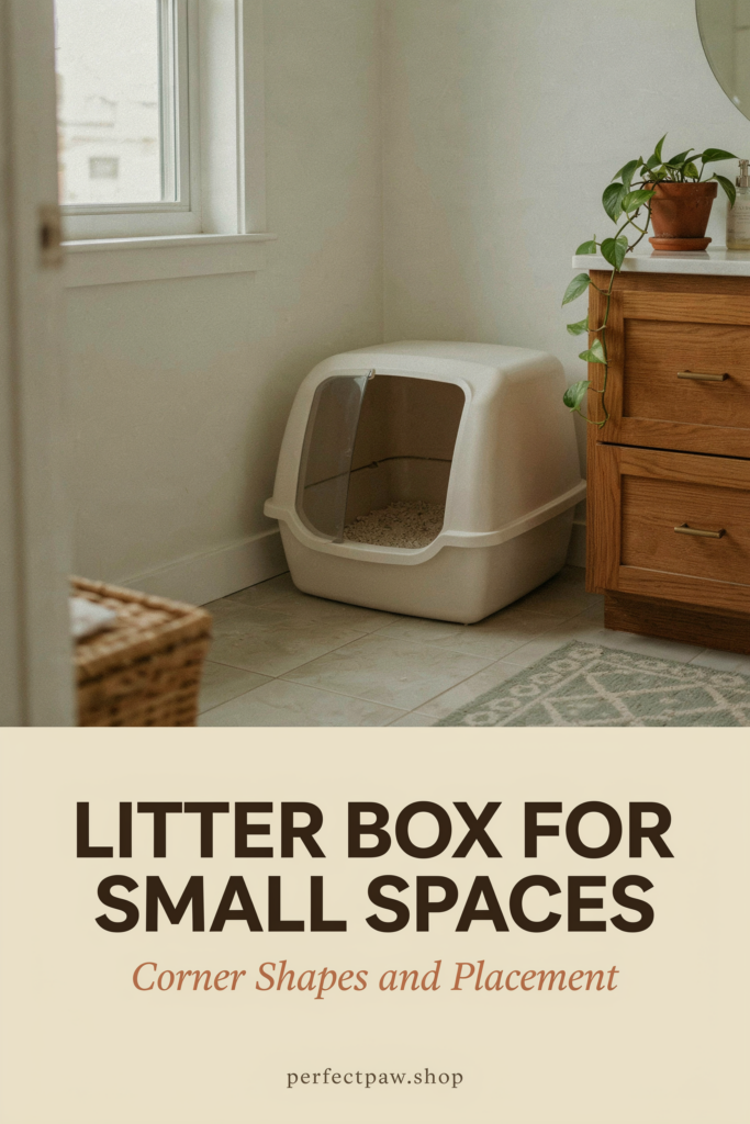 Litter Box for Small Spaces: Corner Shapes, Placement and Airflow 2 Litter box for small spaces guide: Corner Shapes and Placement