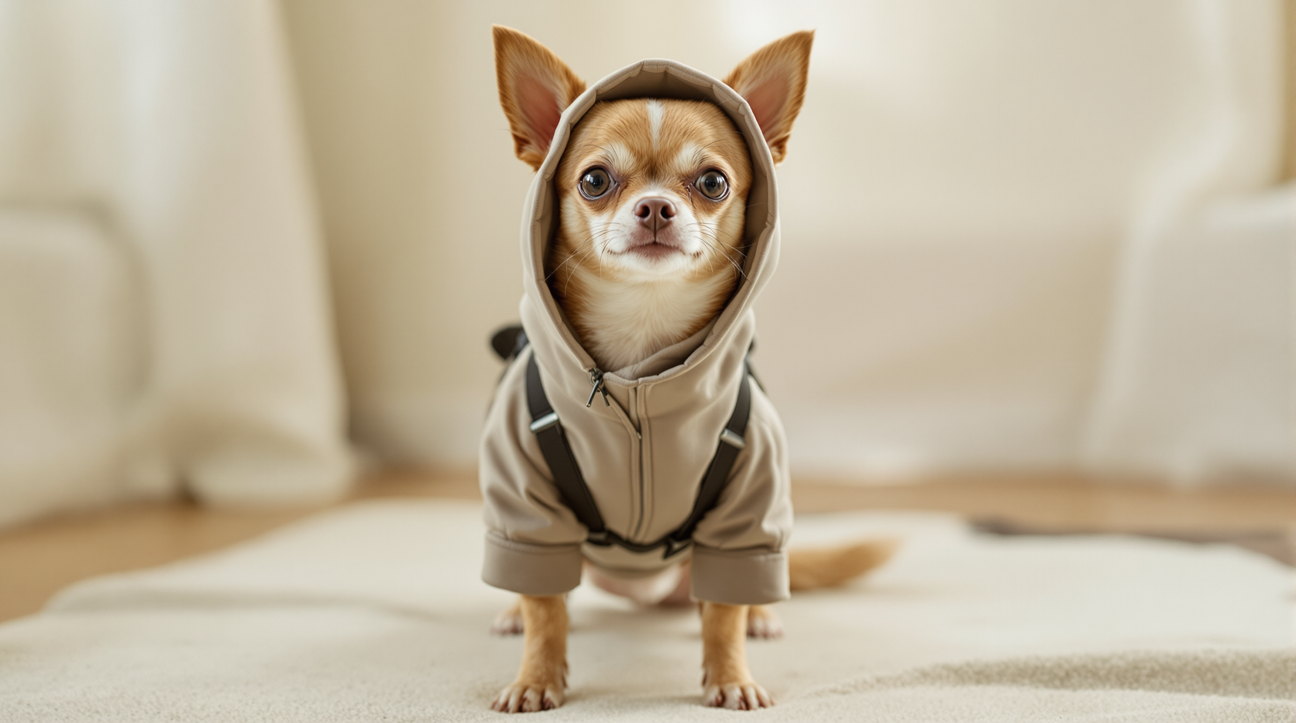 Small Dog Costume: Sizing Below 5kg and Why Weight Charts Fail 1 Chihuahua wearing a lightweight rider style small dog costume