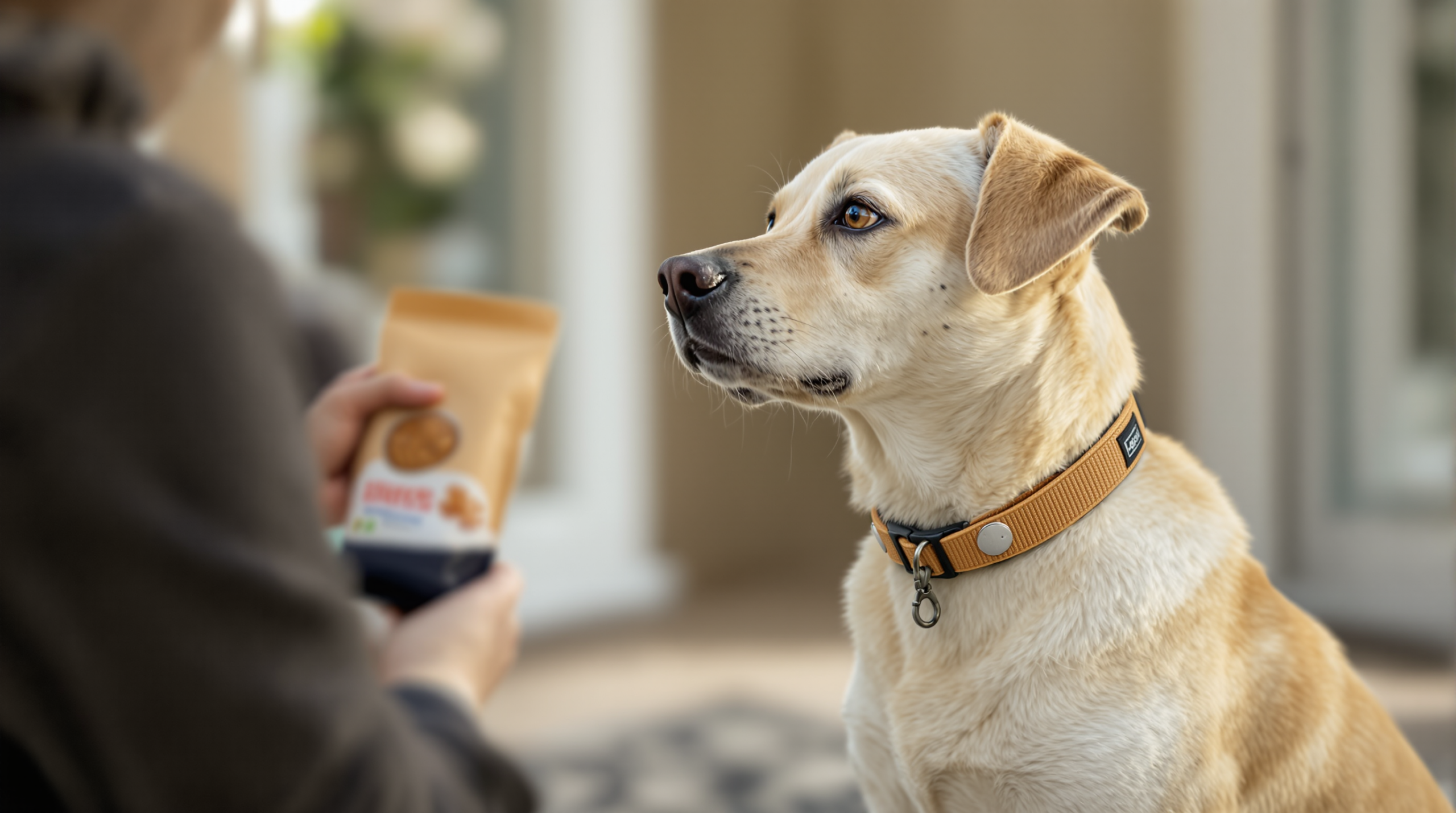 Martingale training collar for dogs worn by a dog in a calm outdoor session